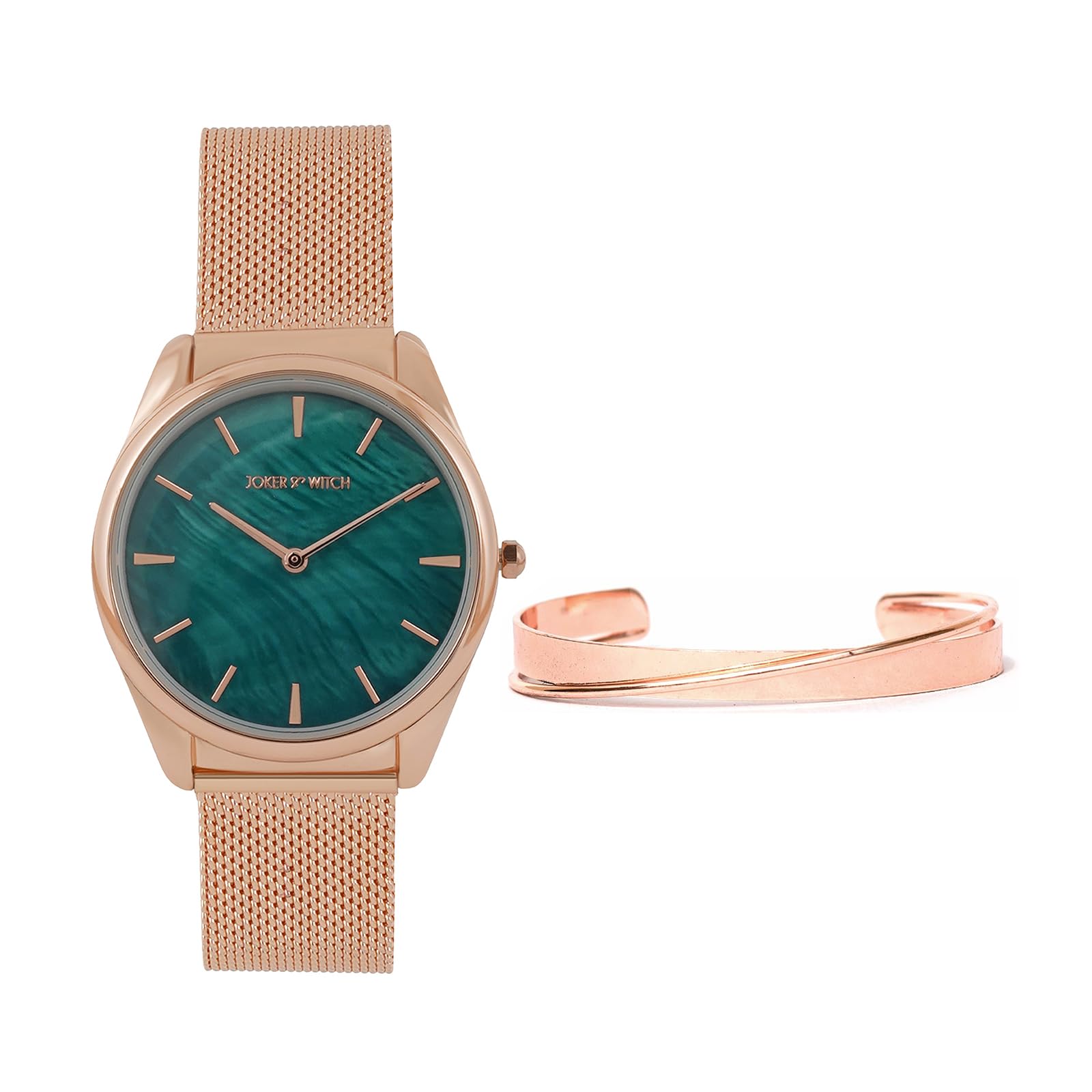 Joker & Witch Stainless Steel Women Marcy Gold Analog Watch Bracelet Stack, Green Dial, Rose Gold Band (B0C7L8Z4CZ) Amazon Price History, Amazon Price Tracker