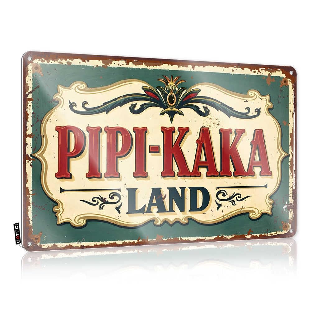 Fzfn Men's Colour Farmhouse Signs Man Cave Decor Ready To Hang - Vintage Sign: Pipi-Kaka Land With Ornate Frame Designer For Camper(30X40cm)