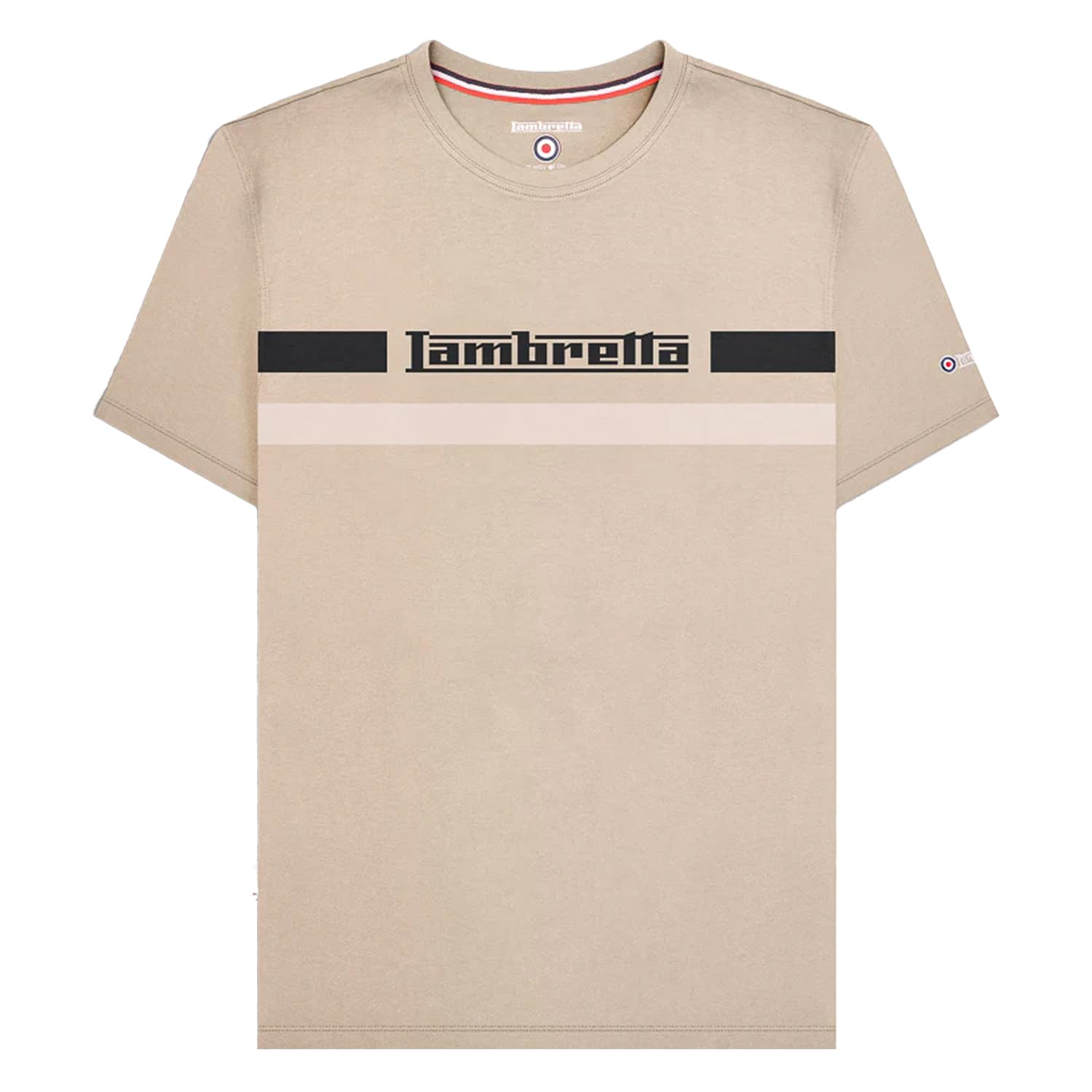 Lambretta Mens Chest Stripe Short Sleeve T-Shirt - Cashew - 3XL