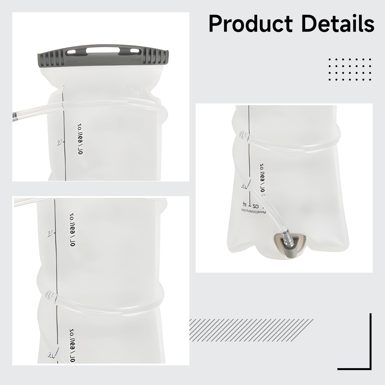 Réservoir d’hydratation 67,6 oz / 2,0 L, Poche à Eau sans BPA, Sac de Stockage Pliable 17,5 x 36 cm, Large Ouverture, Verrouillage Rapide à Bouton Unique, étanche pour Course, randonnée, vélo