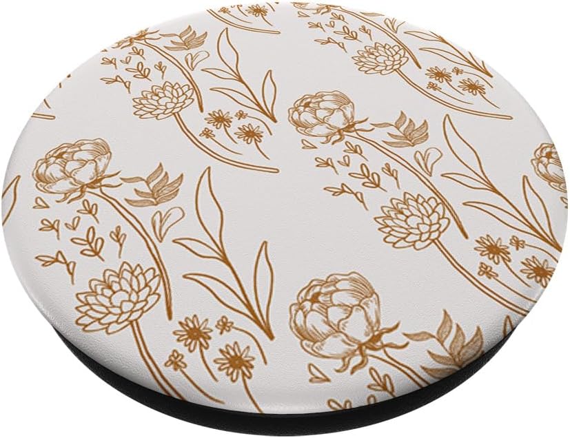Flowers Floral Beige Terracotta Bohemian Aesthetic Women PopSockets Adhesive PopGrip - Image 2