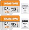 Tarjeta microSD GIGASTONE 128GB, paquete de 2, A1 V30, grabación de video 4K, compatible con cámara de seguridad, dash cam, drone, 95MB/s, UHS-I Clase 10, con 2 adaptadores SD 1