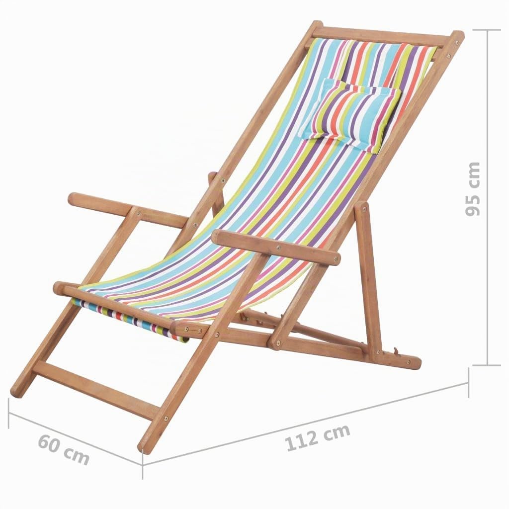 vidaXL Silla Plegable de Tela y Estructura de Madera Multicolor