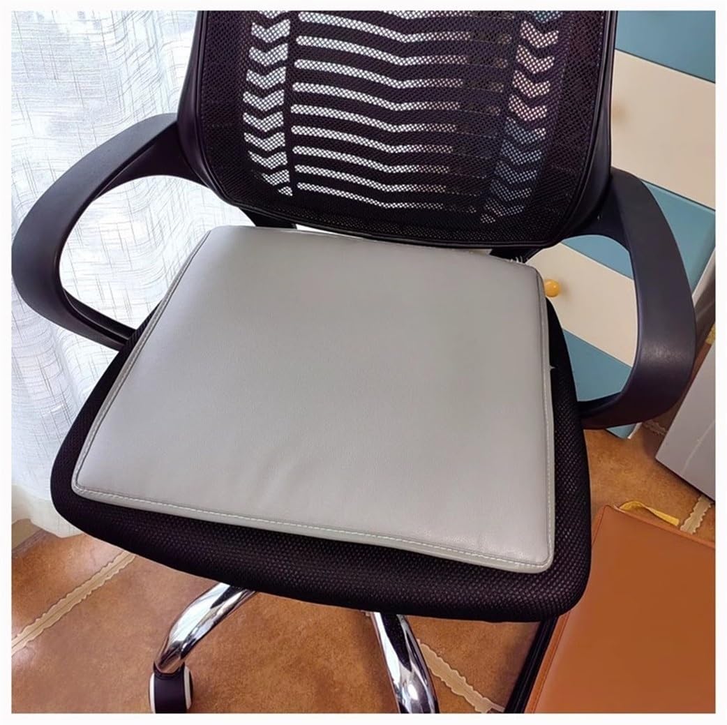 Coussin de chaise de cuisine étanche en cuir synthétique, galette de siège grise 40x40cm