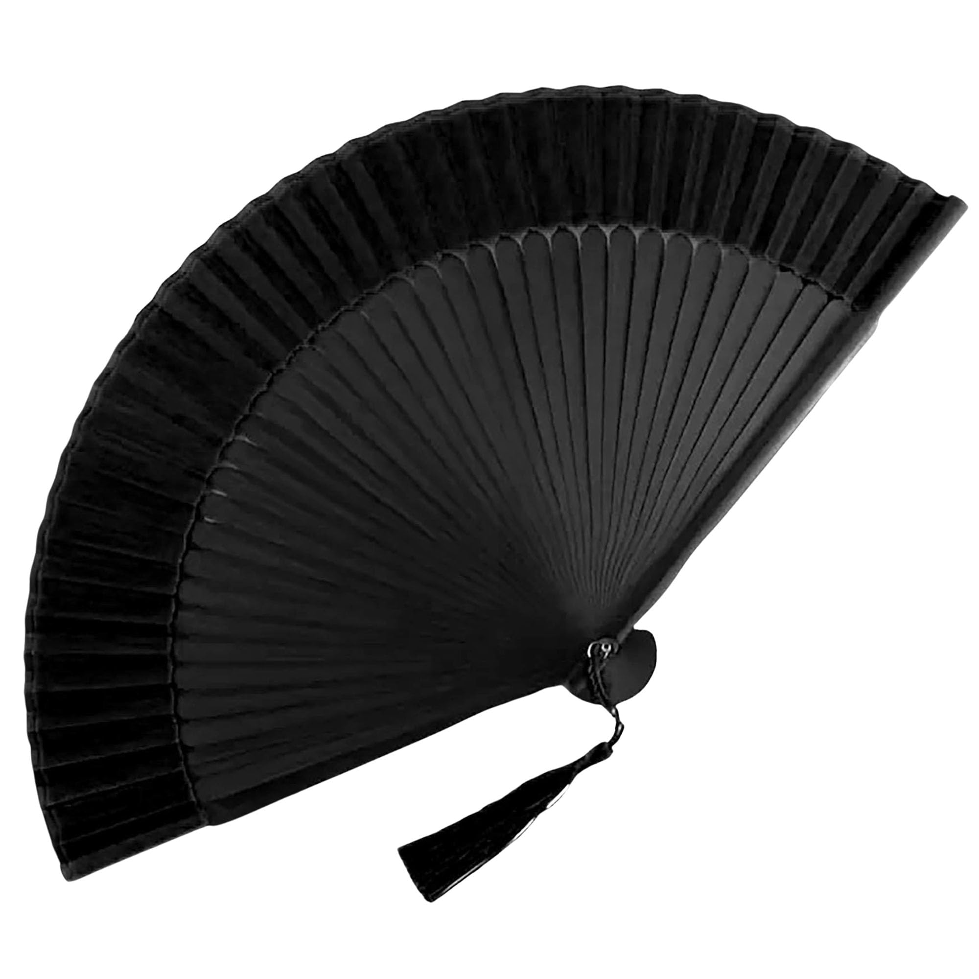 GFM® Bamboo Silk Handheld Folding Hand Fan for Summer, Wedding-Black-(GG-FLSLK-F38E-04-KLALL) — image 1
