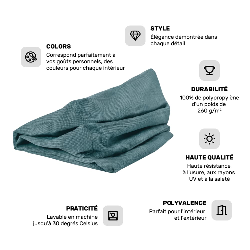 POKAR Housses pour Coussin pour Palettes Euro: 1x Assise 120x80cm + 1x Dossier 120x40cm, Bleu