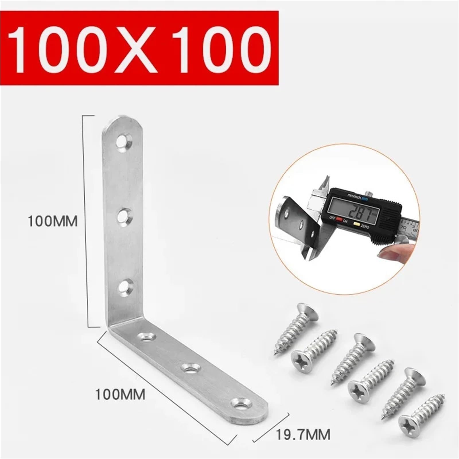Staffa angolare da 90 gradi in acciaio inossidabile 10 pezzi, staffa for di fissaggio for mobili, schermi parete, con viti Per Mobili, Scaffali, Sedie In Legno(100x100mm)