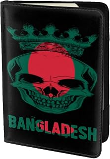 Vintage Bangladesh Bangladeshi King Skull 5.5in Cowhide Passport Holder, Genuine Leather Travel Document Organizer, Durable Passport Case for Travel & Business
