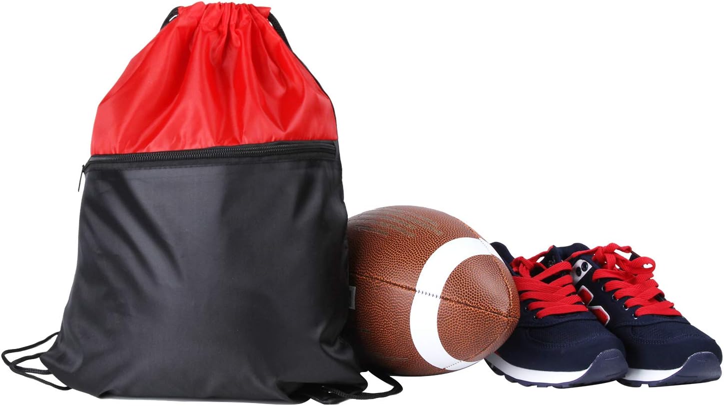 ICObuty Sports Gym Bag Sack Cheerleading Cheerleader Drawstring Backpack 6 Pack Men Women 210D Polyester (Red/Black) - Image 8