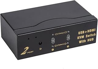 USB HDMI KVM Switch,2 in 1 out 2 port HDMI USB3.0 With Audio cables Splitter Mouse keyboard Can control 2 computers 1080P 3D Switcher for Windows, Mac OSX, Linux, Netware, Unix PCs