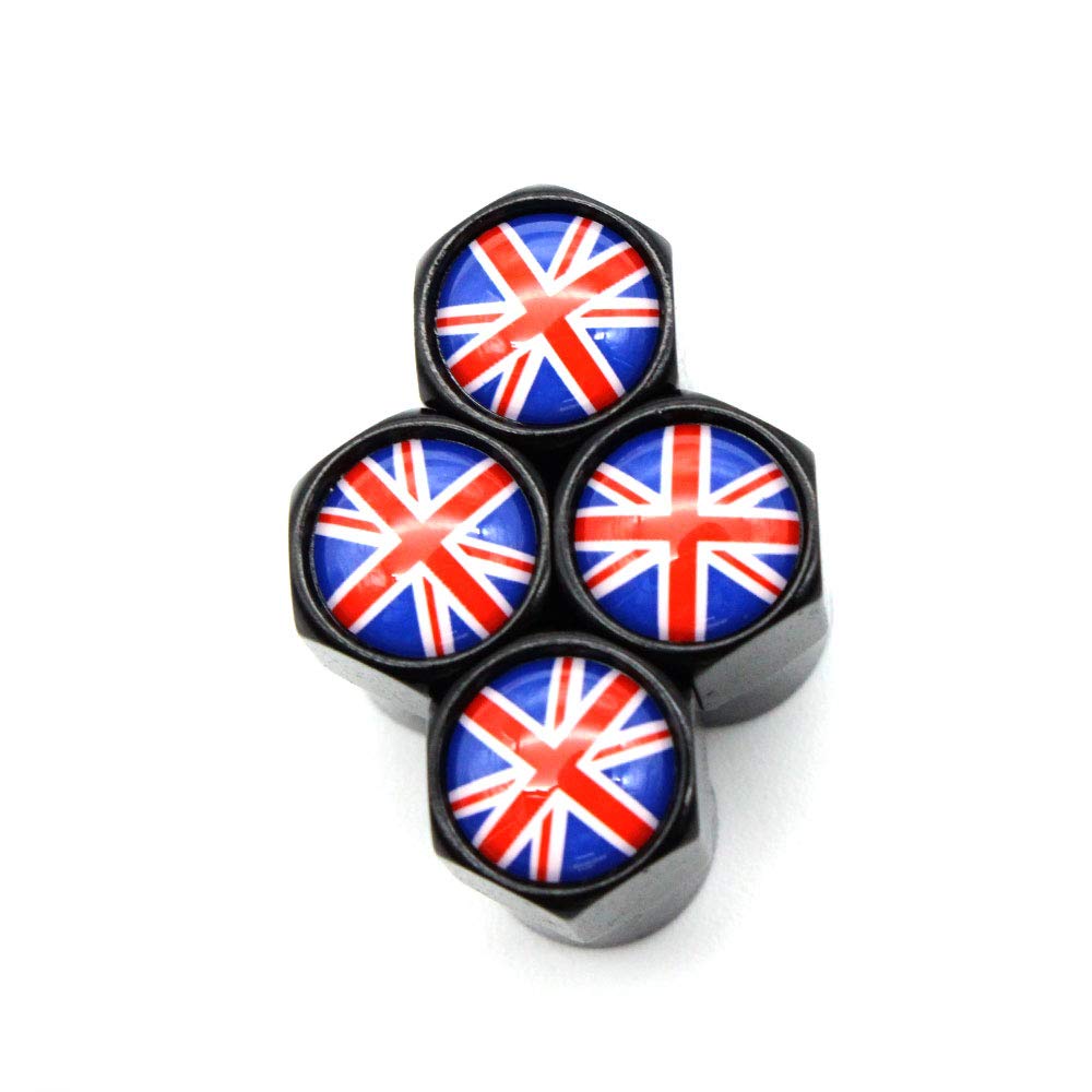 Ventilkappen Mit Union Jack - 4er Set Aluminium Für Auto & Motorrad