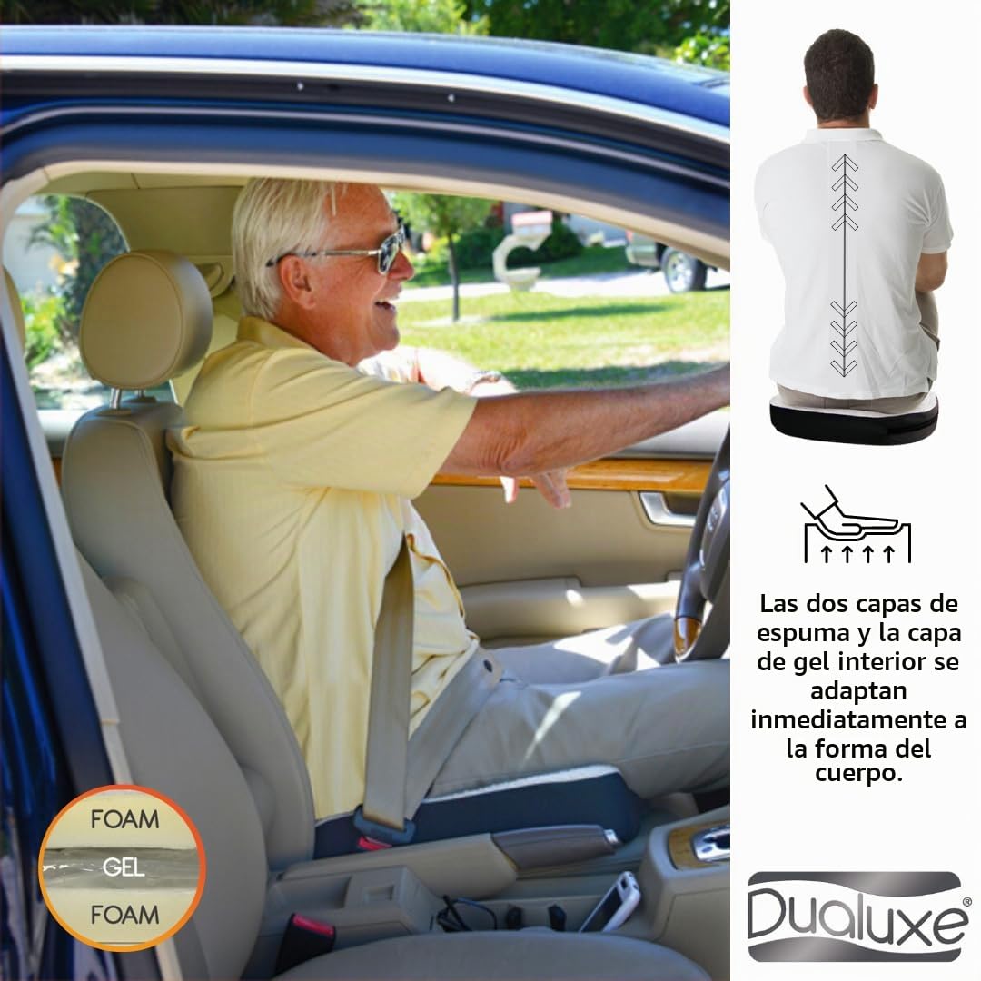 BEST DIRECT DUALUXE Cojin de Gel, Auto, Oficina, teletrabajo, Alivia tensión y presión en Espalda, piernas y glúteos, Funda Lavable, Ligero y portátil (47,5x38x7cm) (47,5x38x7cm, 2)