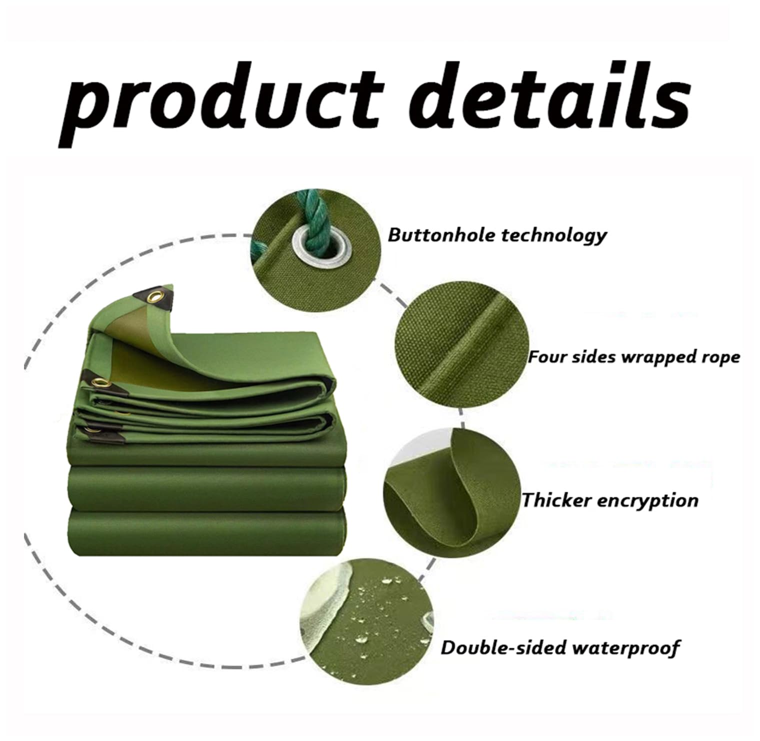 Teloni, Telone Verde Resistente – Copertura Impermeabile Ispessita per Campeggio, Tenda e Uso Multiuso – Telone Resistente Antipioggia con Occhielli in Metallo (9,84x19,6 Piedi, Diverse dime