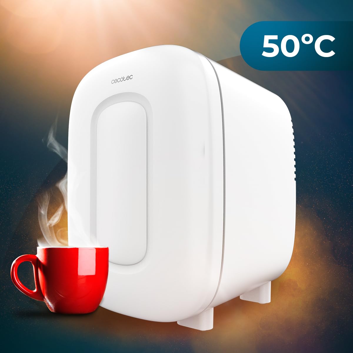 Cecotec Mini Nevera Bolero MiniCooling 4L Bora White, Funcionamiento 12V-220V, Compatible coche y caravanas, Función enfriamiento y calentamiento, Rango temperatura 5-65º, Transporte fácil