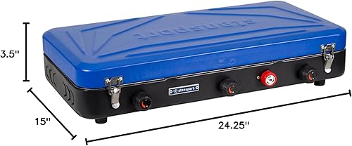Miniatura 9 de Stansport Estufa de propano de 3 quemadores (212-300-50) Azul,Azul/Negro,Gris,plateado