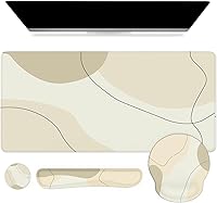 Vista 24 de iCasso - Alfombrilla de mouse, juego grande de alfombrillas de escritorio rosa, 4 en 1 XXL, alfombrilla de mouse + reposamuñecas para teclado +