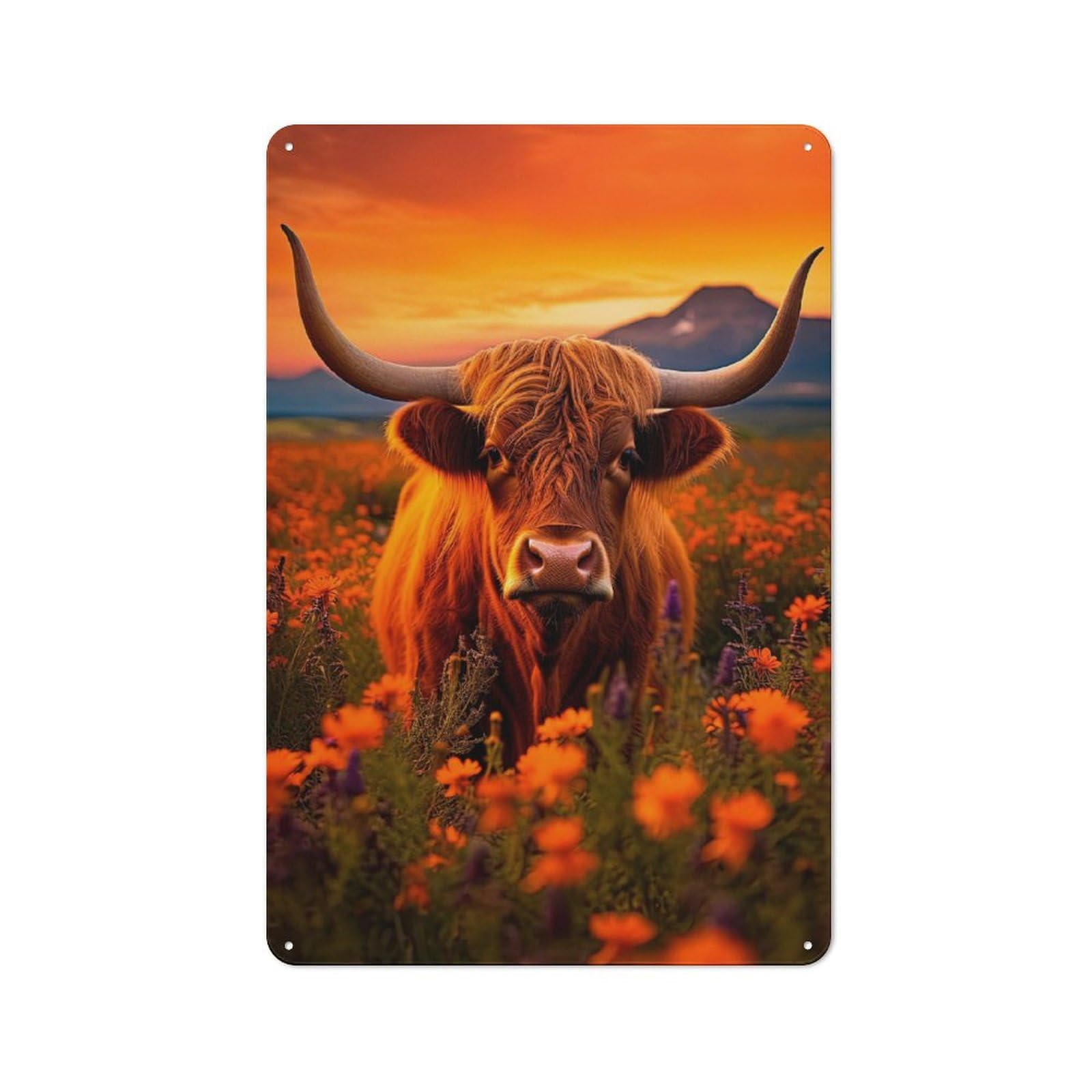 Junmoney Scottish Highland Cows Vintage Tin Sign 30X20cm Featuring For Café Or Home Bar, A Metal Wall Feature For Cafés And Home Bars