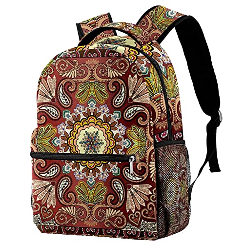 Sac à dos de voyage anti-fuite avec porte-bouteille et motif mandala rétro pour enfants
