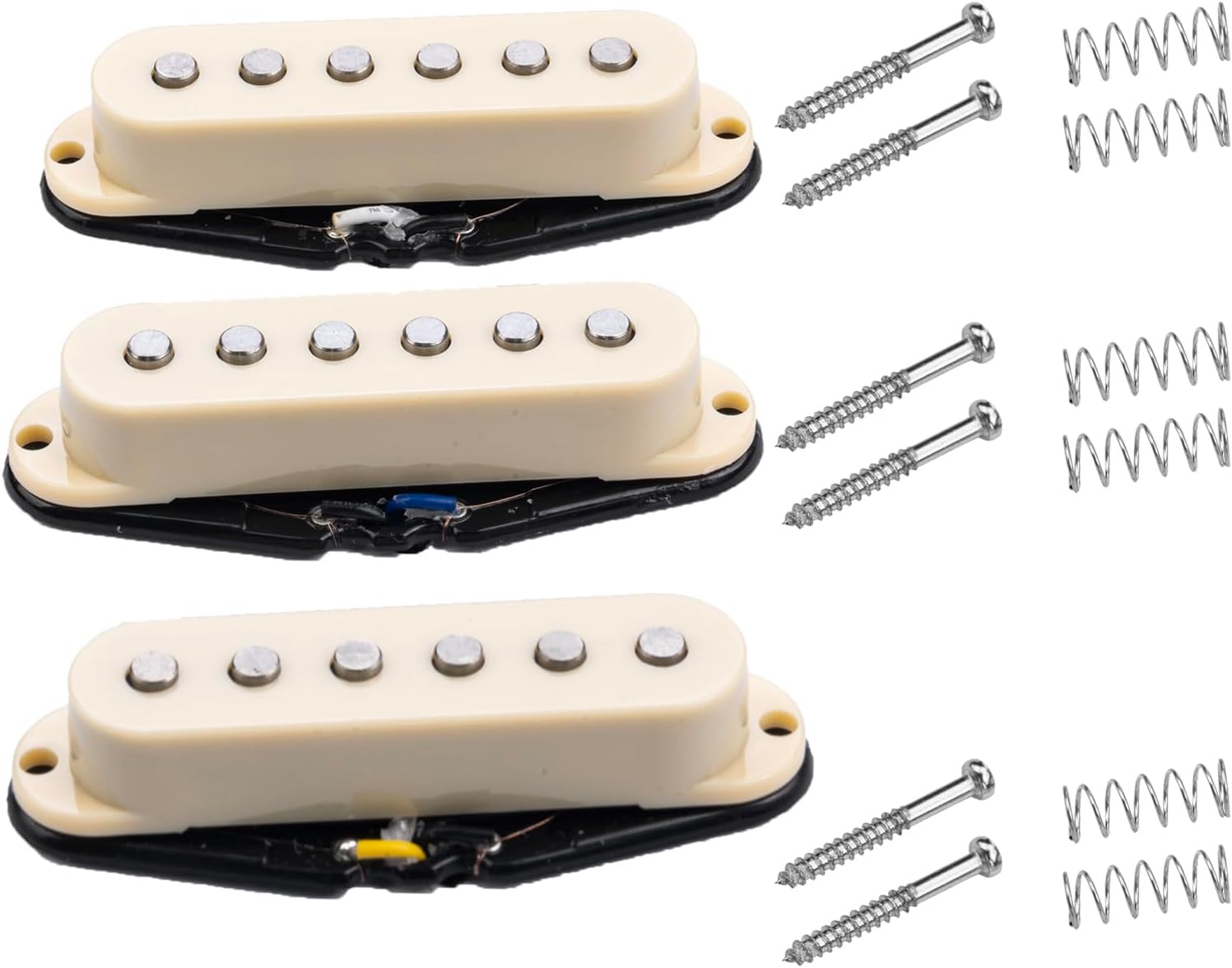 3PCS 48/50/52mm High Output Ceramic Single Coil Pickups Set for Strat Style Electric Guitar (Beige)