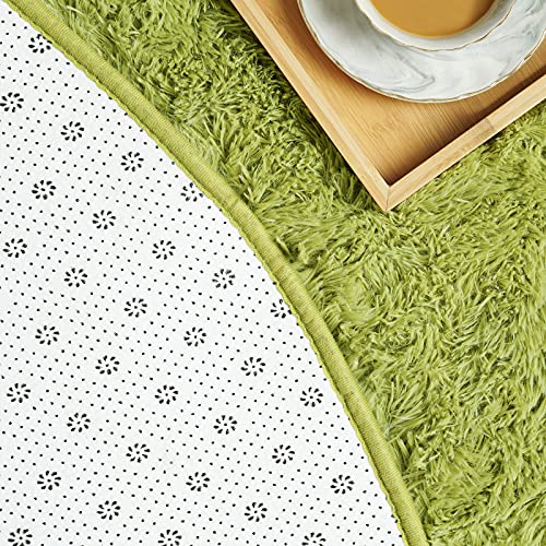 Iseau Fluffy Round Rug Carpets, Modern Shaggy Circle Rug For Kids Bedroom Extra Comfy Cute Nursery Rug Small Circular Carpet For Boys Girls Room Home Decor Area Rug, 4Ft Rugs, Green #TOP2
