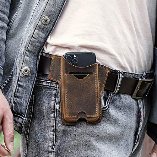 EASYANT Men Leather Phone Holster Universal Case Waist Bag Purse with Belt Hole - Thumbnail 6