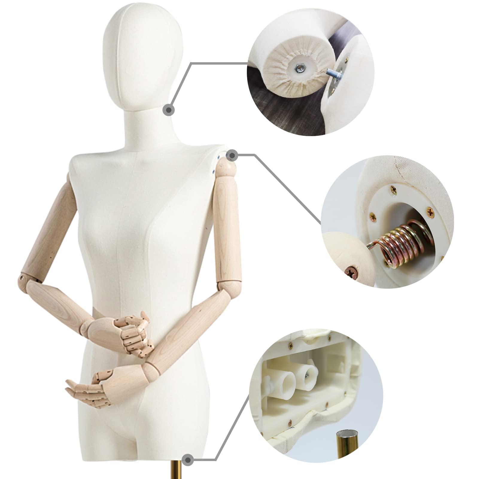 Manichino Sartoriale, Articolato Busto Sartoriale Donna, Snodabile Femminile Manichino Busto per Centri Commerciali, Negozi di Abbigliamento, Vetrine ( Colore : C )