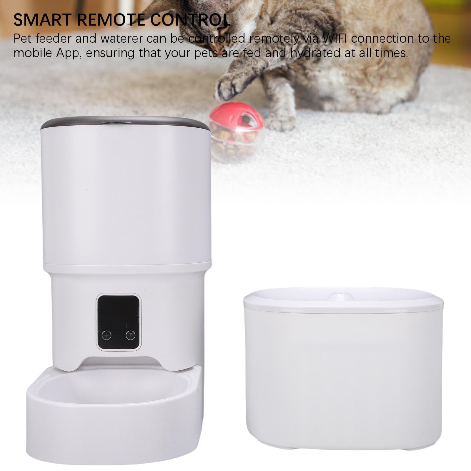 Fabater Dispensador Inteligente de Alimentos para Mascotas, Alimentador y Bebedero Habilitado para Aplicación de Control Remoto WiFi para Perros Gatos, Máquina de Alimentación Multifuncional para