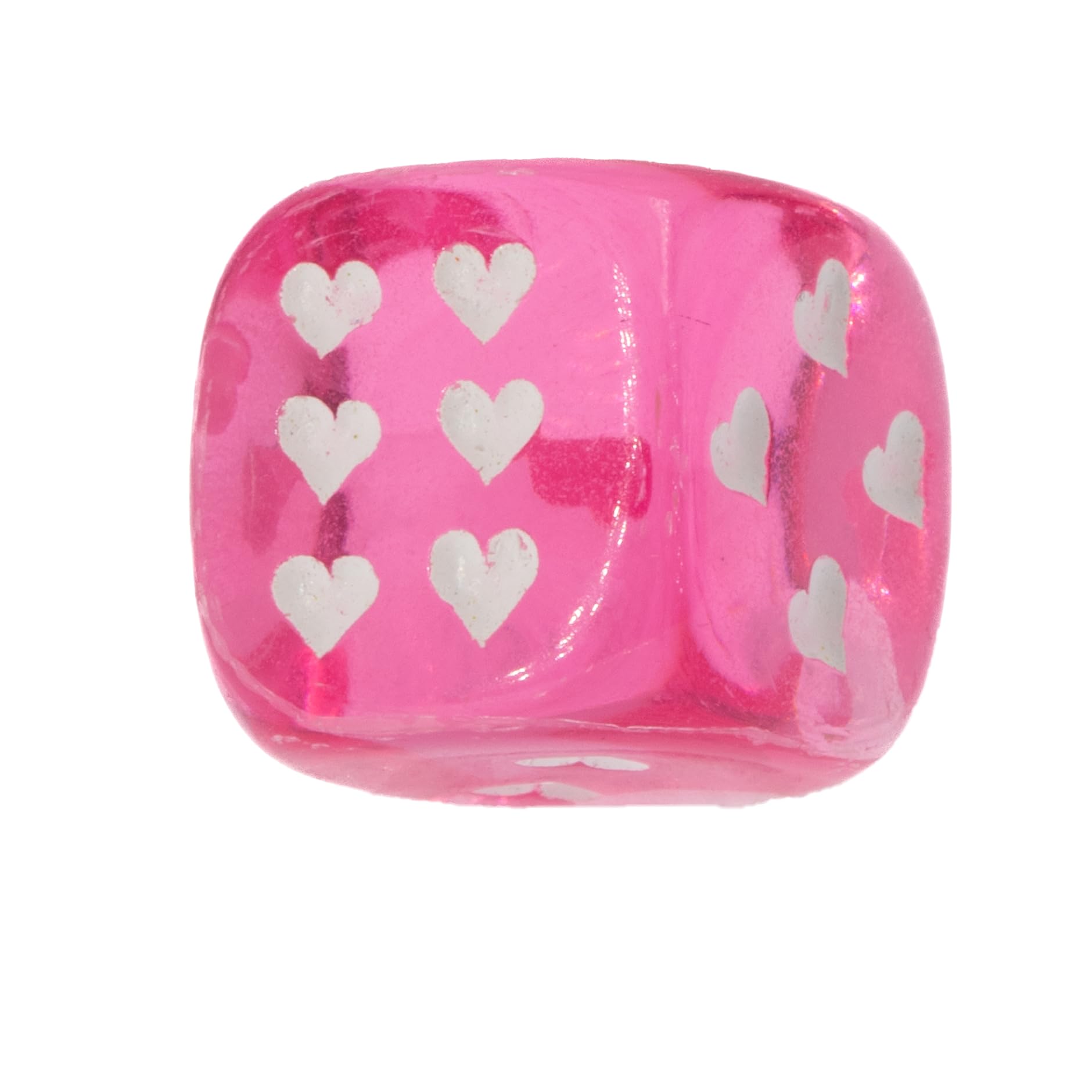 WeLoveDice - Würfel pink mit weißen Herzen - Made in Germany - 6 Stück