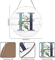 Vista 80 de Welcome Sign for Wall Initial Letter C Blue Round Wood Signs Monogram White Floral Wood Plaque Fresh Flowers 12in Mid Century Home Wall Decor for