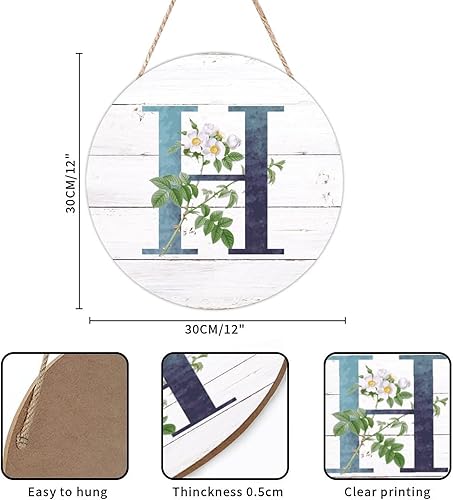 Vista 80 de Welcome Sign for Wall Initial Letter C Blue Round Wood Signs Monogram White Floral Wood Plaque Fresh Flowers 12in Mid Century Home Wall Decor for
