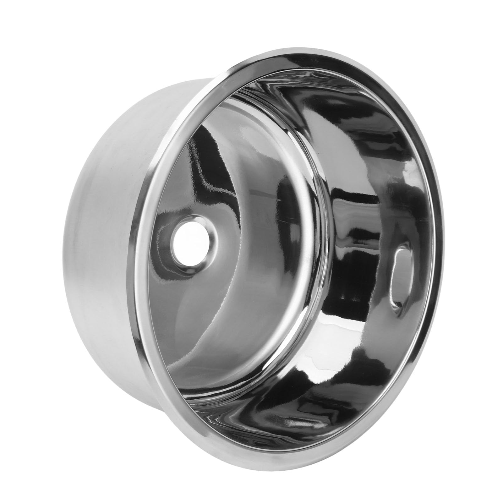 12 Zoll Poliertes Edelstahl Einer Schüssel Rund Küchenstangen Waschbecken mit 40 Mm Abflussloch, Ideal für Boot, Karawane und Wohnmobil