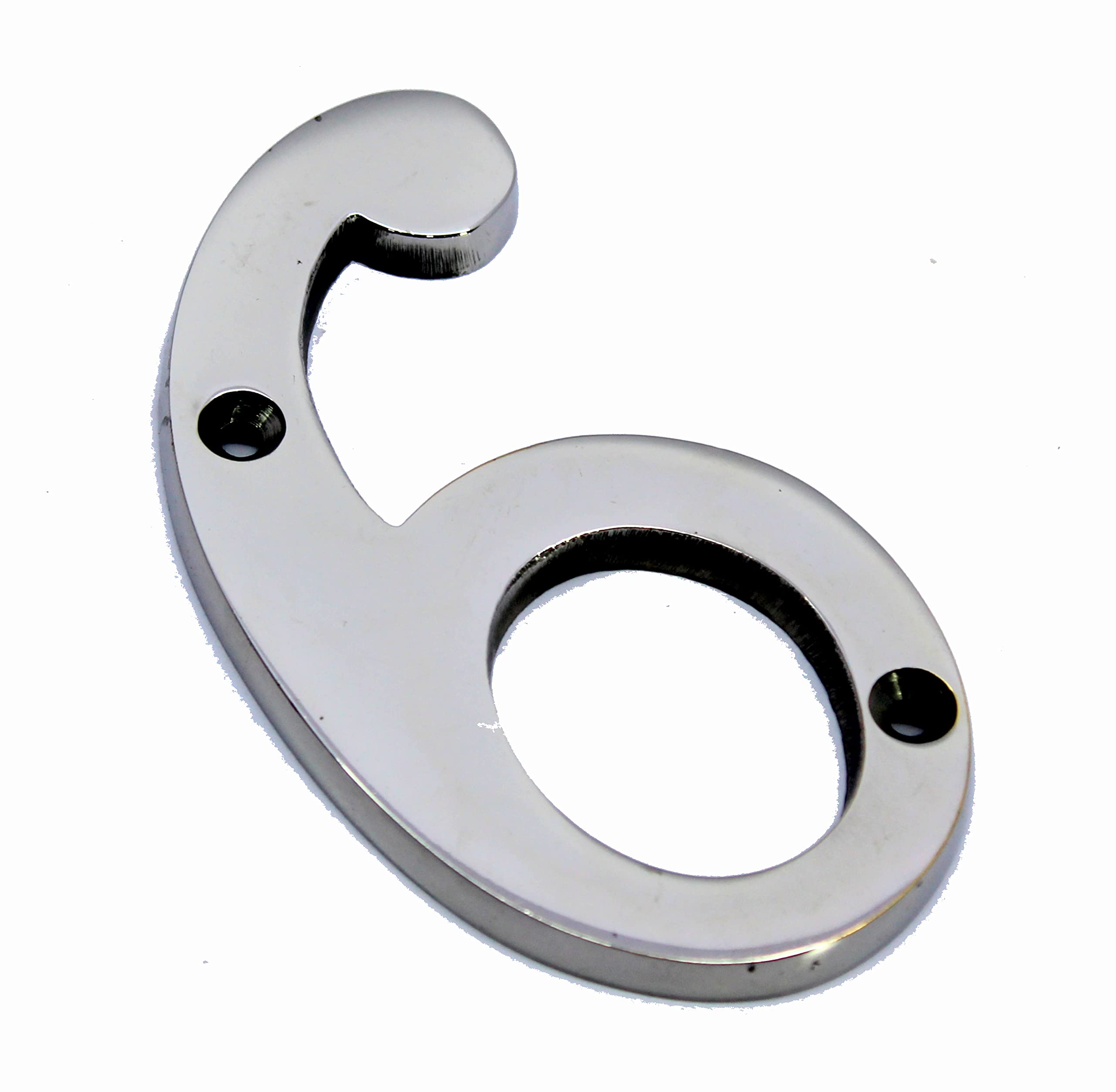 eSplanade 4" Brass House Hotel Door Number Plaque Numeric Numerical Digit 0-9 (6 (Six))