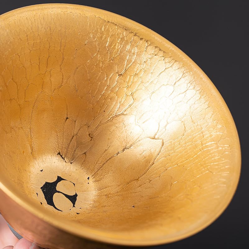 Tazas de té Pequeñas Taza de té dorada gran tamaño, tazón hecho a mano, taza Taza de té de Kungfu