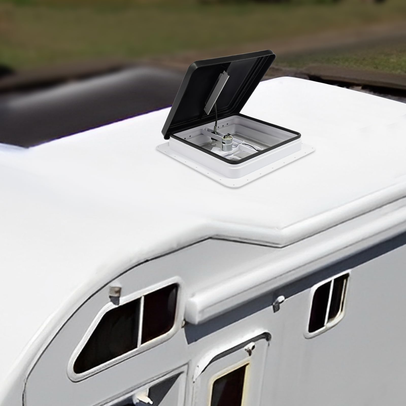 Ventana de caravana 42x42 cm, tragaluz de tejado, tragaluz con pantalla, claraboyas Wnmobil