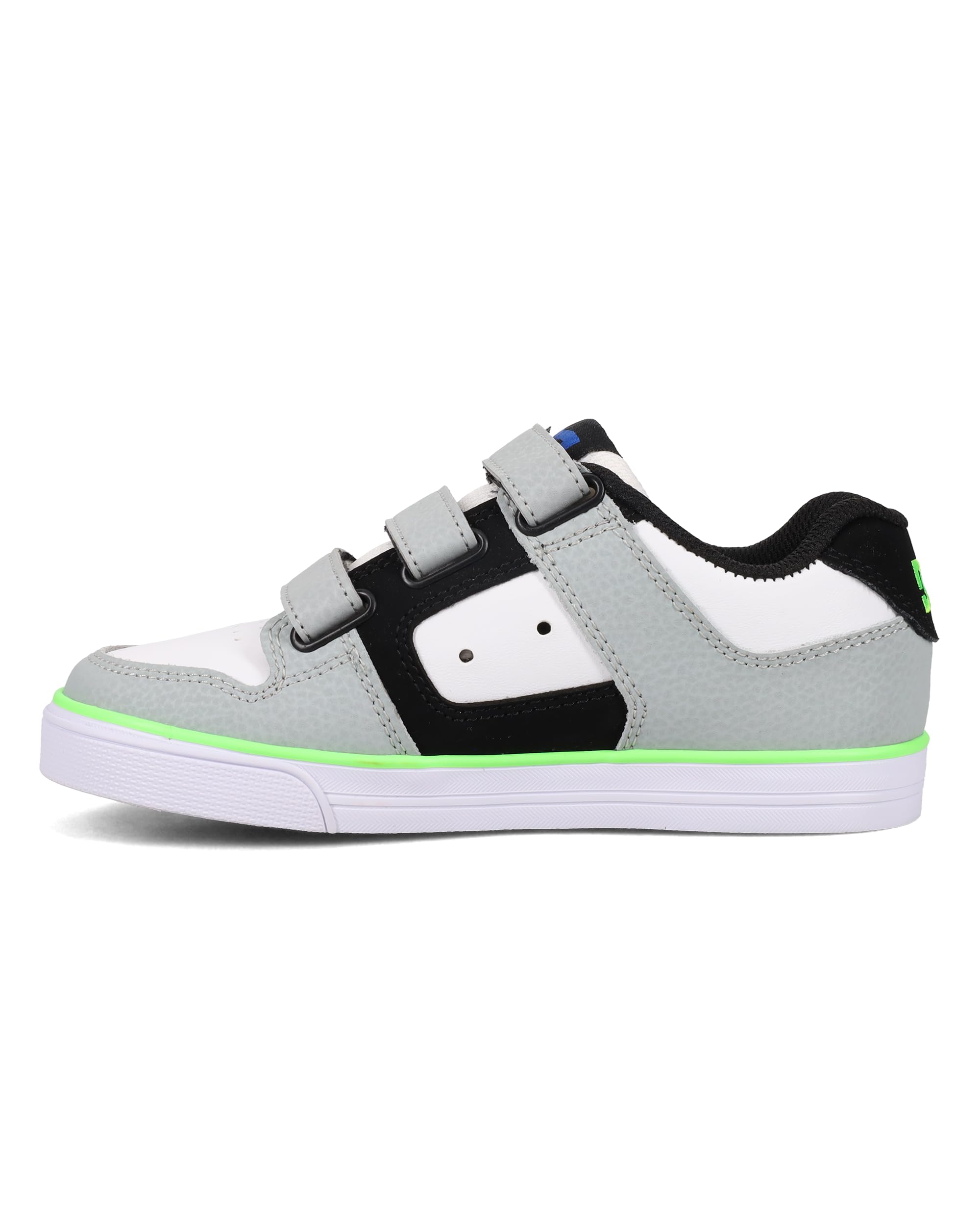 DC Shoes Pure V Skate Shoe, Grey/Black/Blue/Green, 7 US Unisex Big Kid