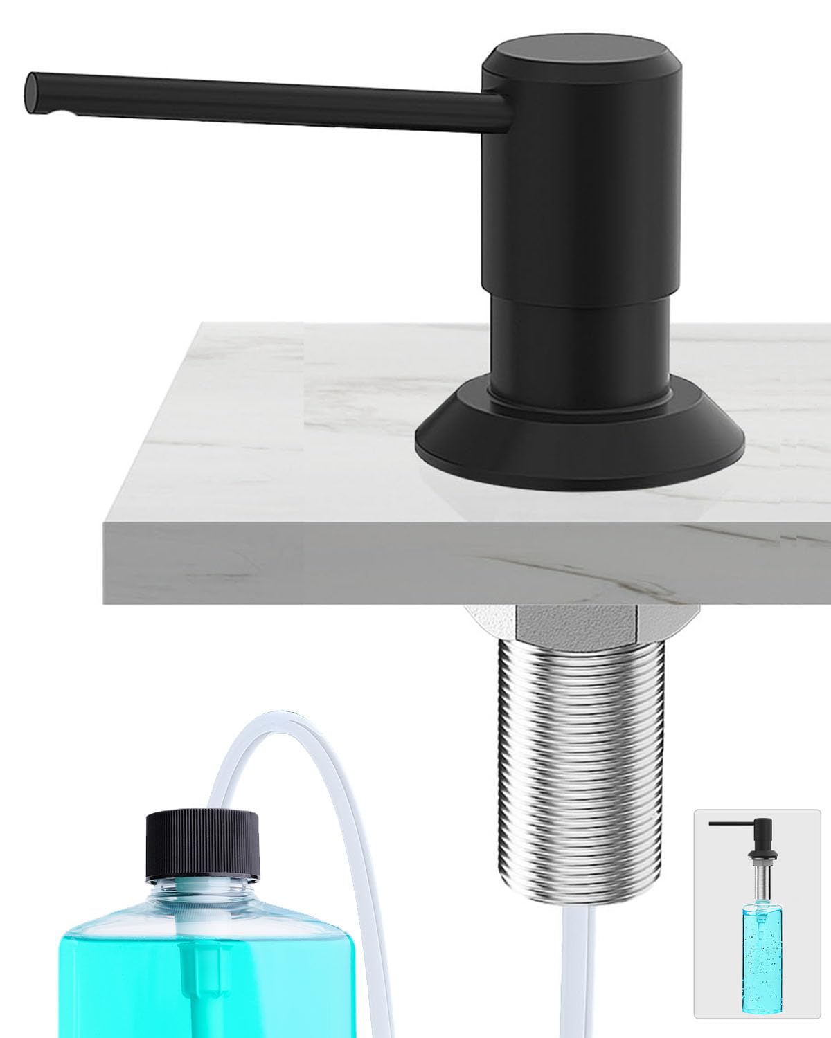 Dispenser Sapone Da Incasso Per Cucina - Rame, Bottiglia 300ml, Prolunga 1,2m - Foto 2