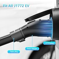 Vista 3 de Adaptador J1772 EVs, Tesla para carga para todos los vehículos eléctricos, máximo 60 amperios y 250 V CA, bloqueo anticaída gratuito, compatible