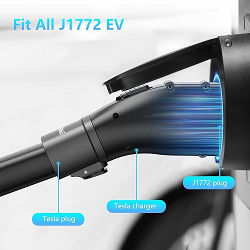 Miniatura 3 de Divome Adaptador J1772 EVs, Tesla para carga para todos los vehículos eléctricos, máximo 60 amperios y 250 V CA, bloqueo anticaída gratuito,