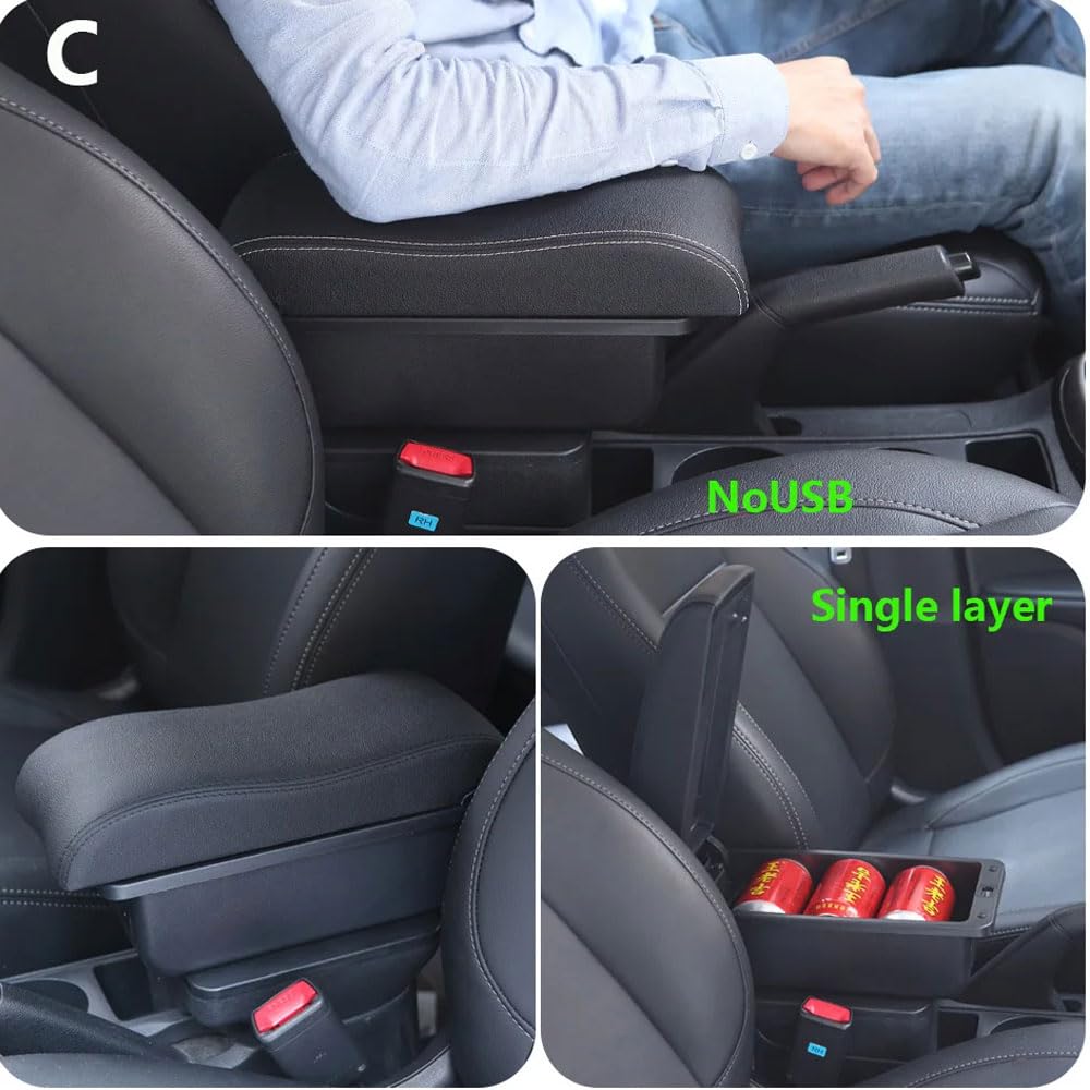 YJYWZH Bracciolo Auto Con Scatola Portaoggetti Per Toyota Yaris 2022 – Organizzatore Con Portabicchieri E 6 Porte USB (3 Anteriori + 3 Posteriori)