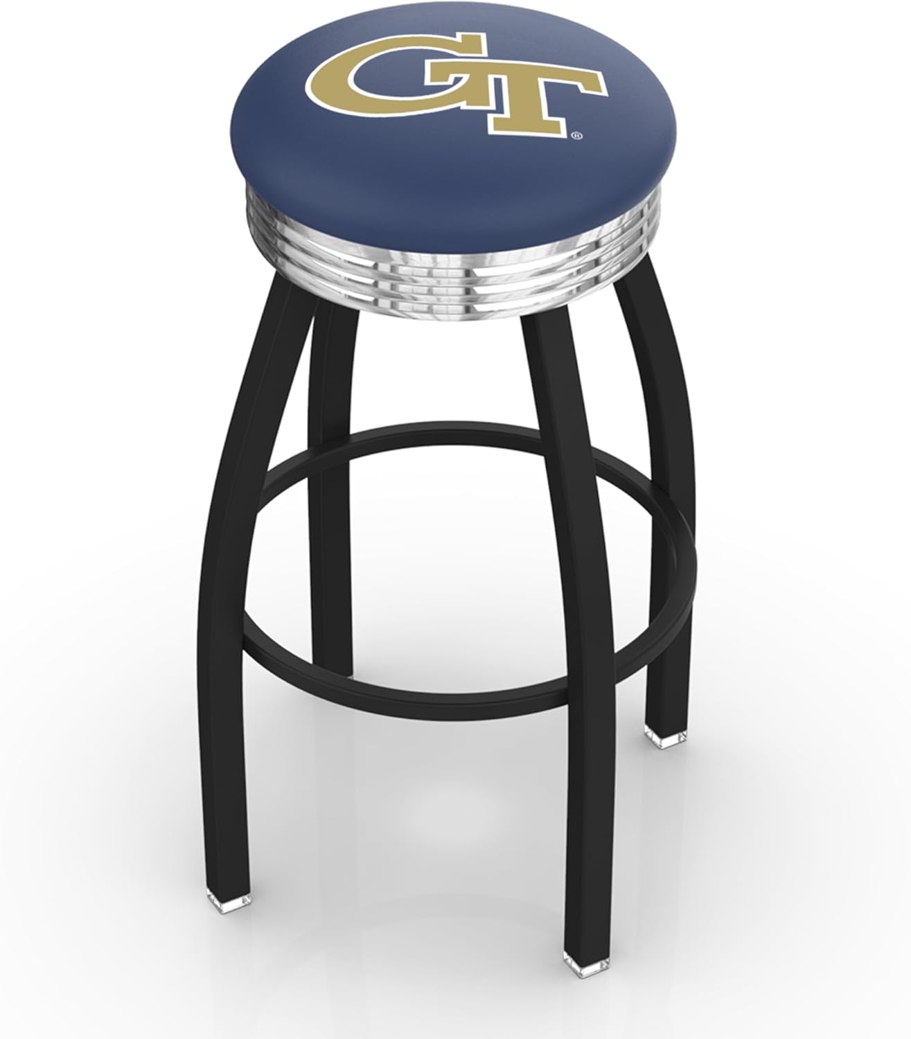 HBS L8B3C Georgia Tech 30" Swivel Bar Stool with a Black Wrinkle and Chrome Finish