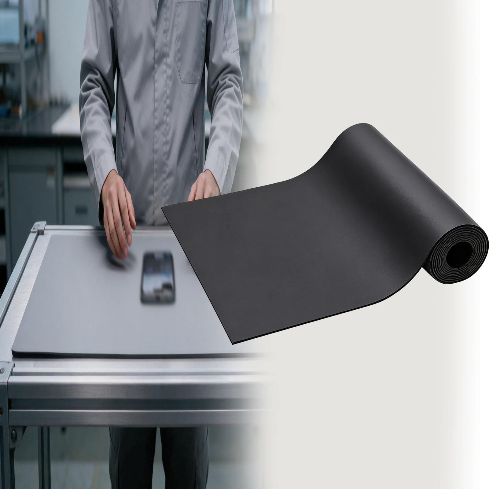 alfombrilla soldadura Alfombrilla Para Estación De Trabajo ESD De 180 CM De Longitud Reparación Productos Electrónicos, Alfombrilla Antiestática Cortable(Black,W 90 CM T 0.2 CM)