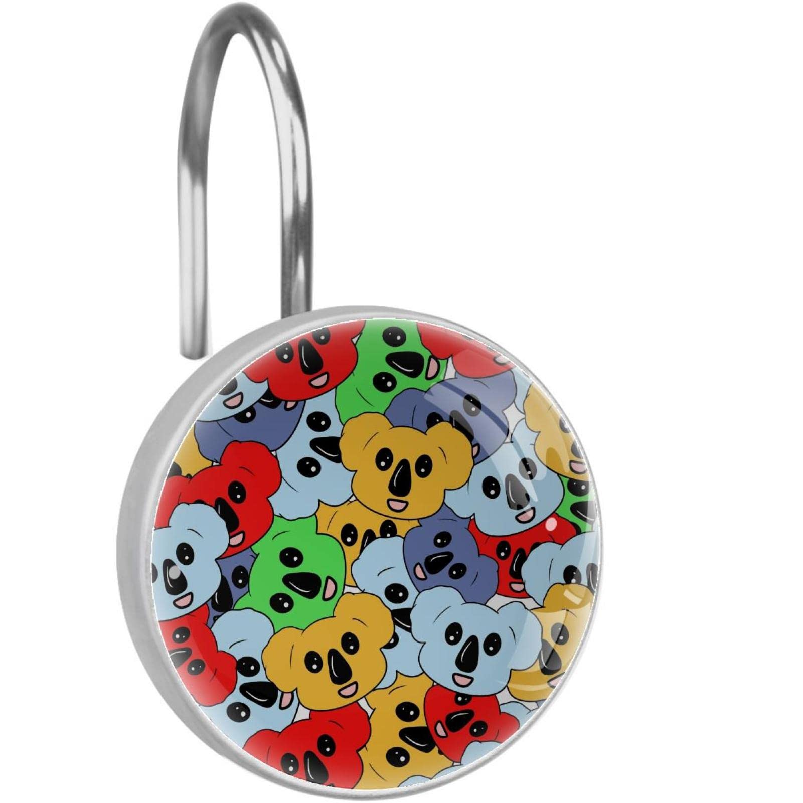 Crochets de rideau de douche inox koala anneaux salle de bain résistants