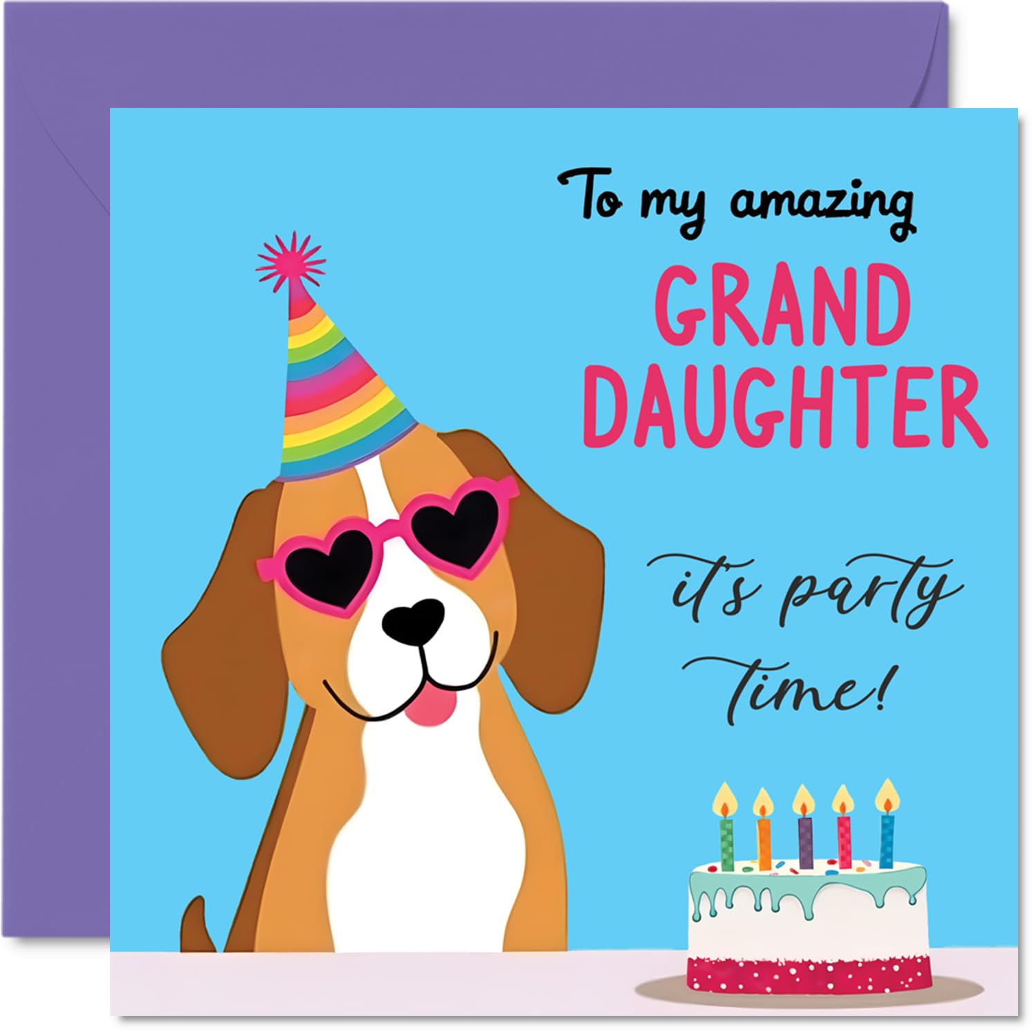 Granddaughter Birthday Card for Women - Doggy Party - Happy Birthday Card for Girls, 145mm Female Greeting Cards