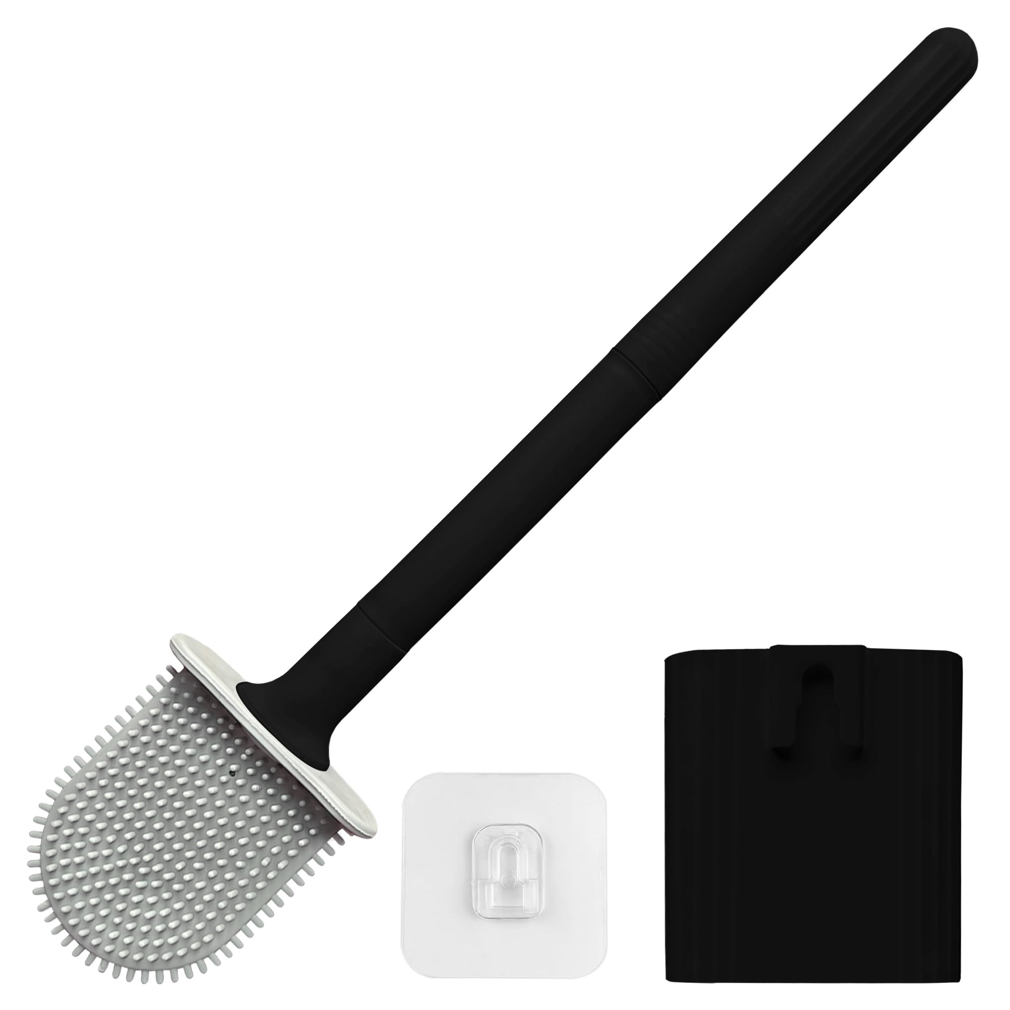 HOME AG® Escobilla de Baño + Soporte de Pared | Escobillas de Baño Silicona para WC | Escobilla WC Adhesiva | Toilet Brush | Color Negro