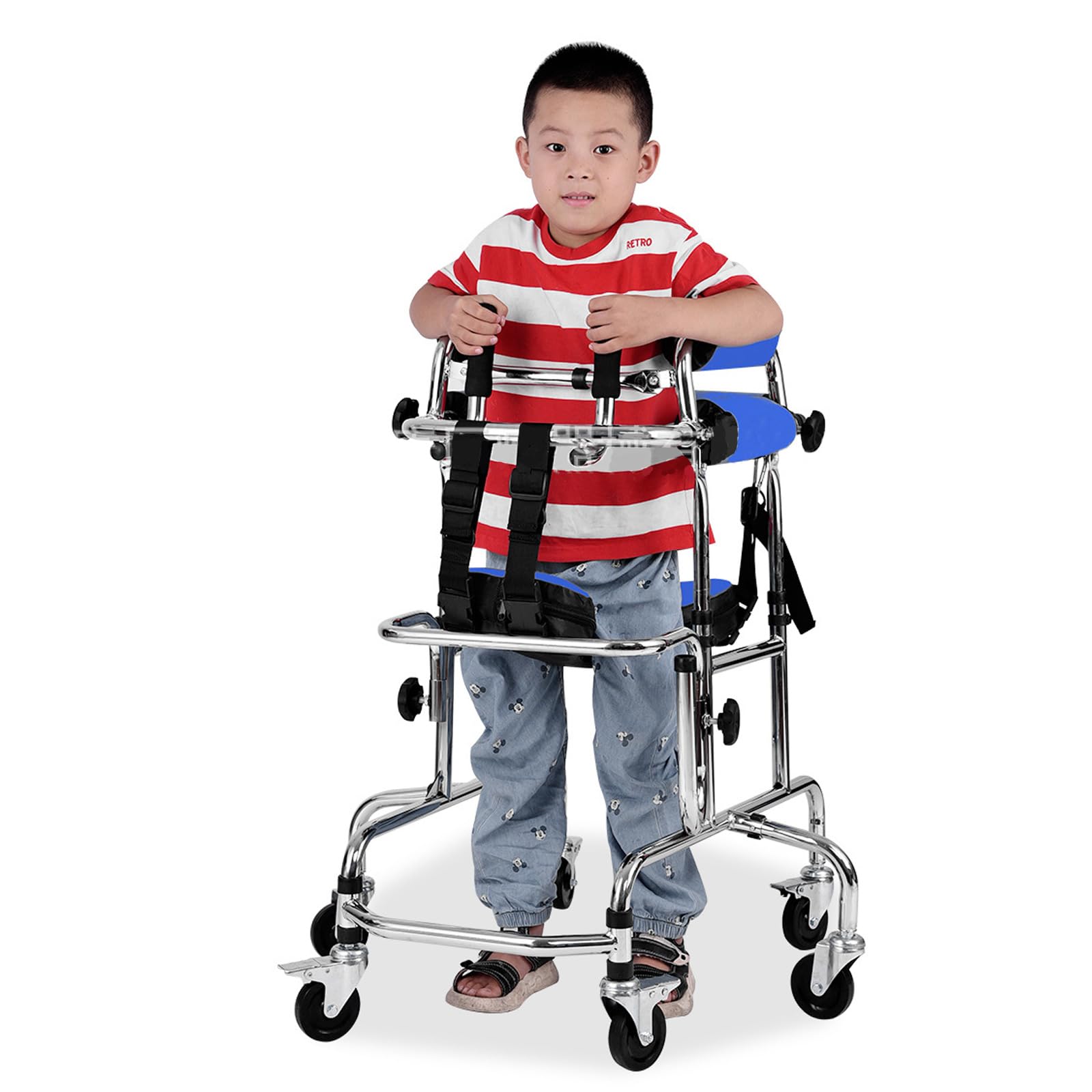 Andador para Ancianos con Freno, Rollator de 8 Ruedas con Asiento, Altura y Anchura Ajustables, Marco Pie Rehabilitación Hemiplejía para Estabilidad (U-4)