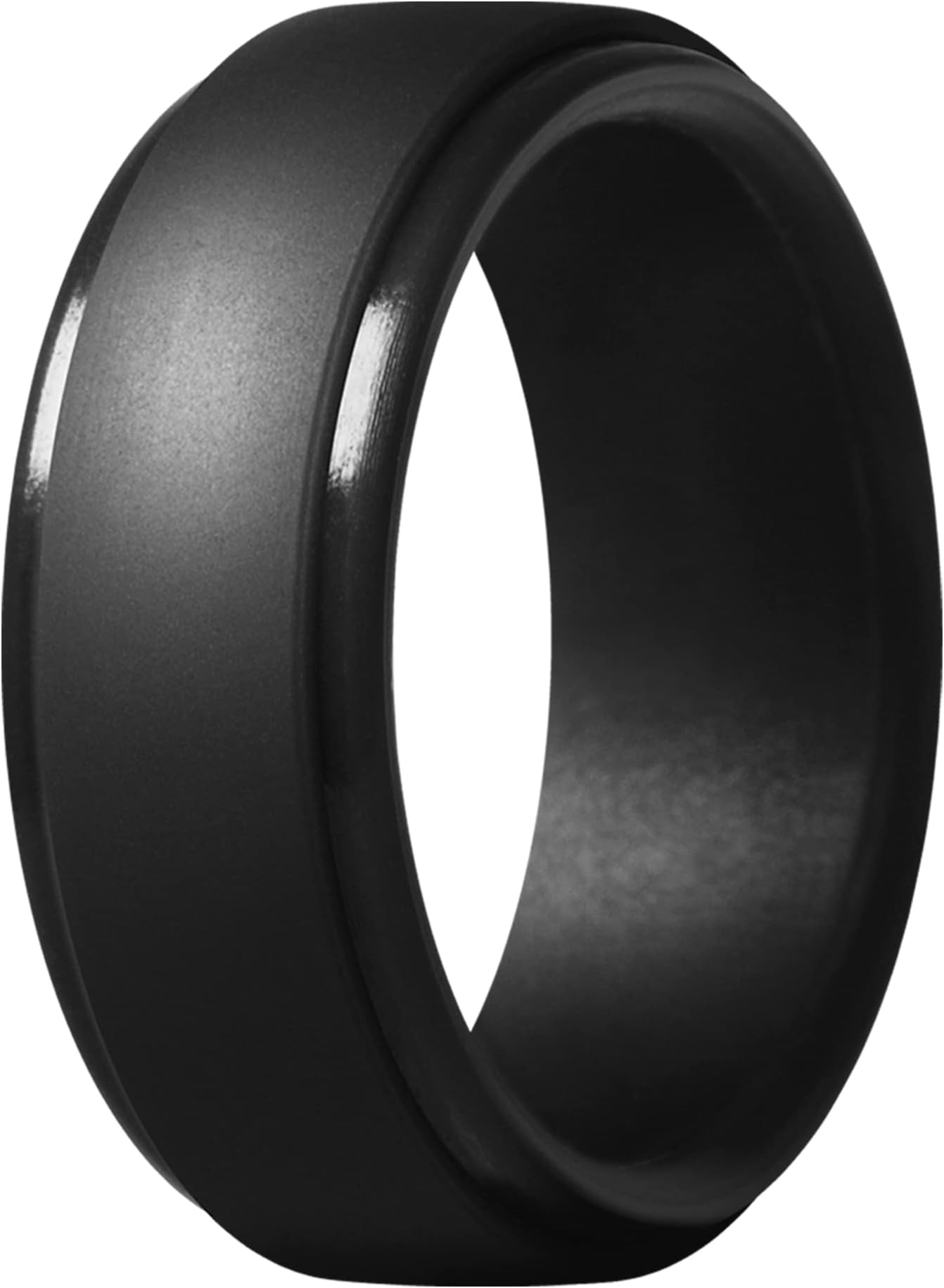 ThunderFit Silicone Ring Men, Step Edge Rubber Wedding Band, 10mm Wide, 2.5mm Thick