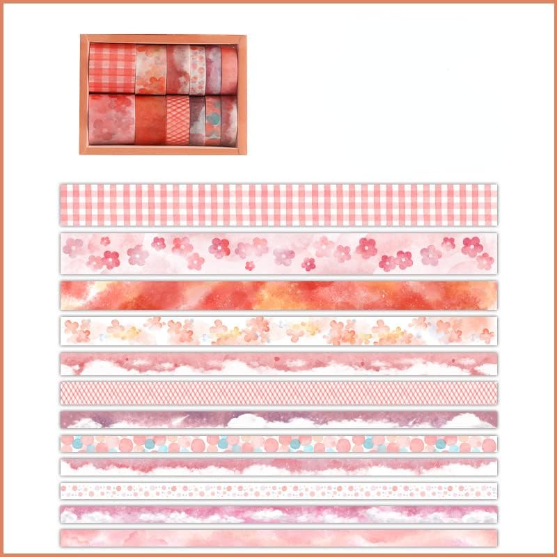 12 rollos de cinta kawaii de arte washi, suministros de oficina para la escuela, estética, juego de cinta adhesiva decorativa de dibujos animados,