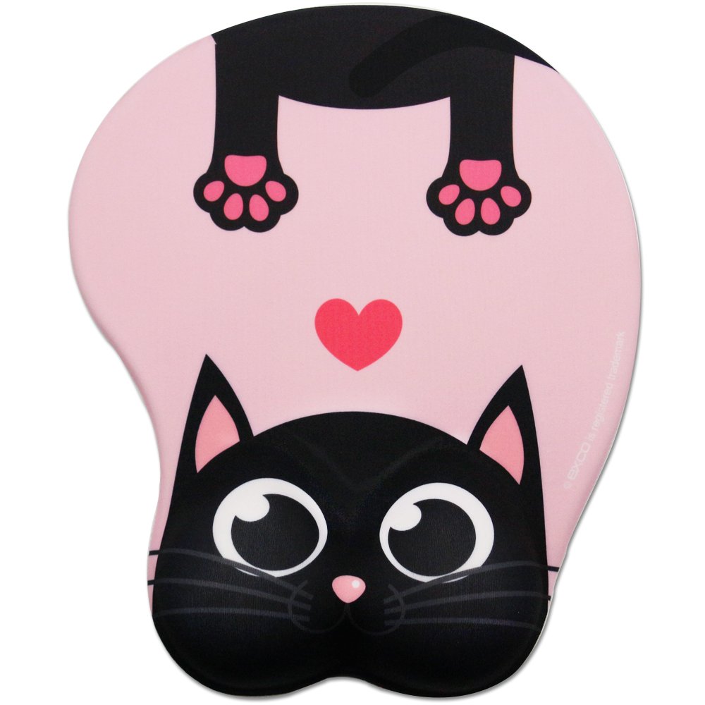 excovip Cute Cat Pad-EXCO Colorful Pink Mouse Pad with Wrist Support Ergonomic Comfortable Gel Support,Non-Slip PU Base for Computer