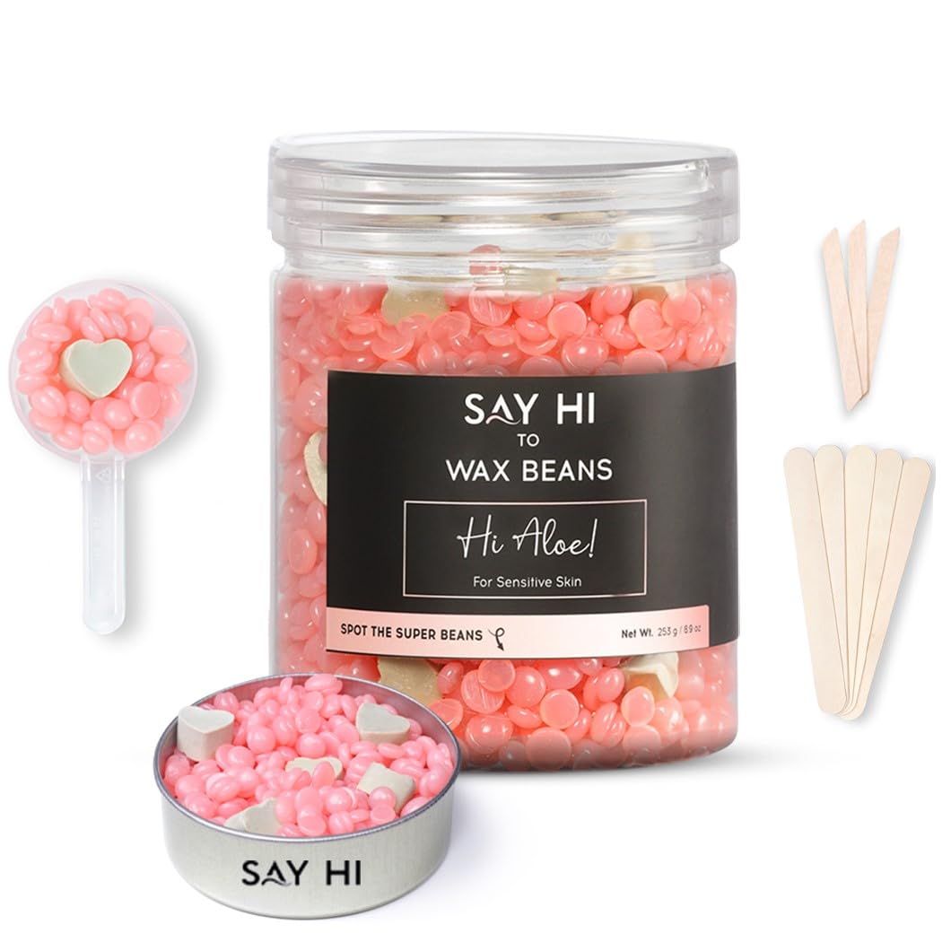 Say Hi to Brazilian Hard Wax Beans 253 grams for Oily, Sensitive Skin | Stripless, Painless Hair Removal | With No-Share Waxing Kit | Boosted by Super Beans (Hi Aloe!)-image-48