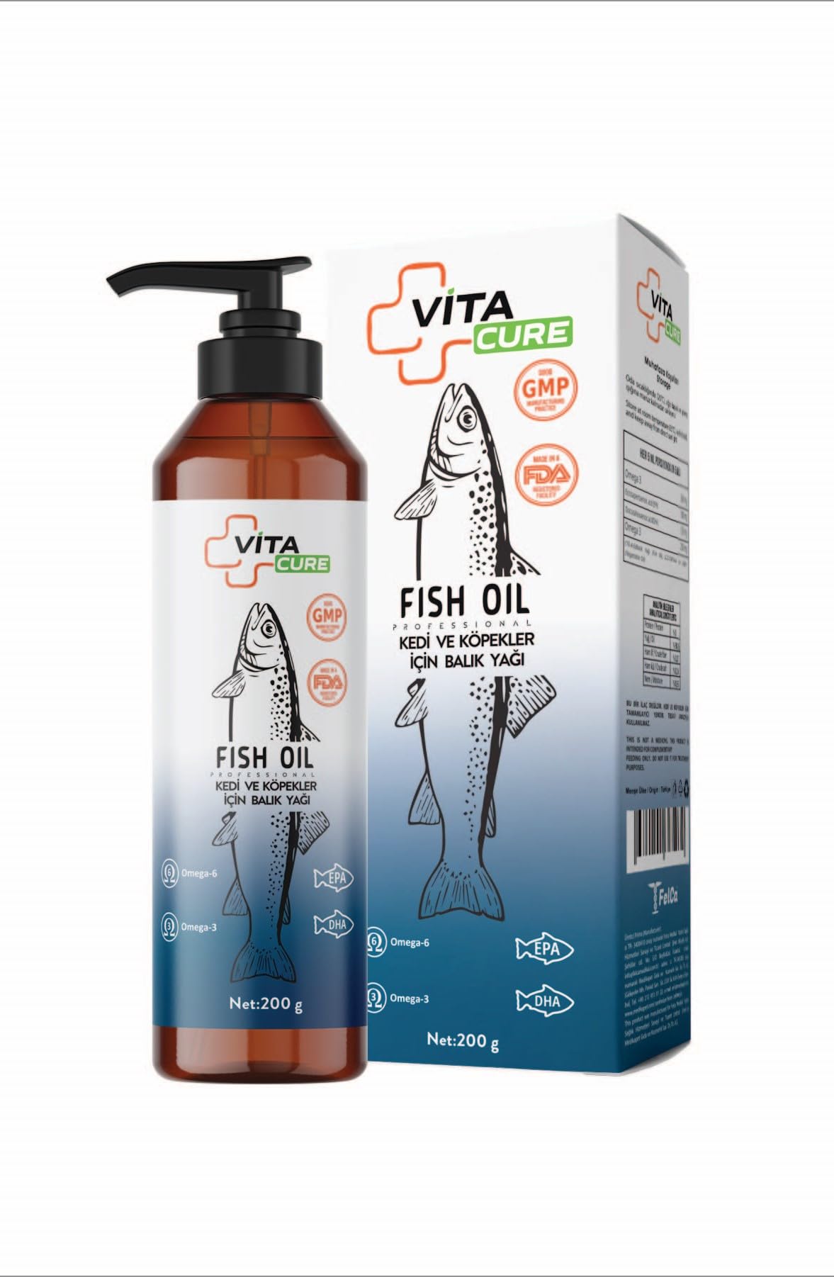 Kedi ve Köpekler için Omega 3 ve 6 Balık Yağı, Deri, Tüy ve Kalp Desteği, 200 ml